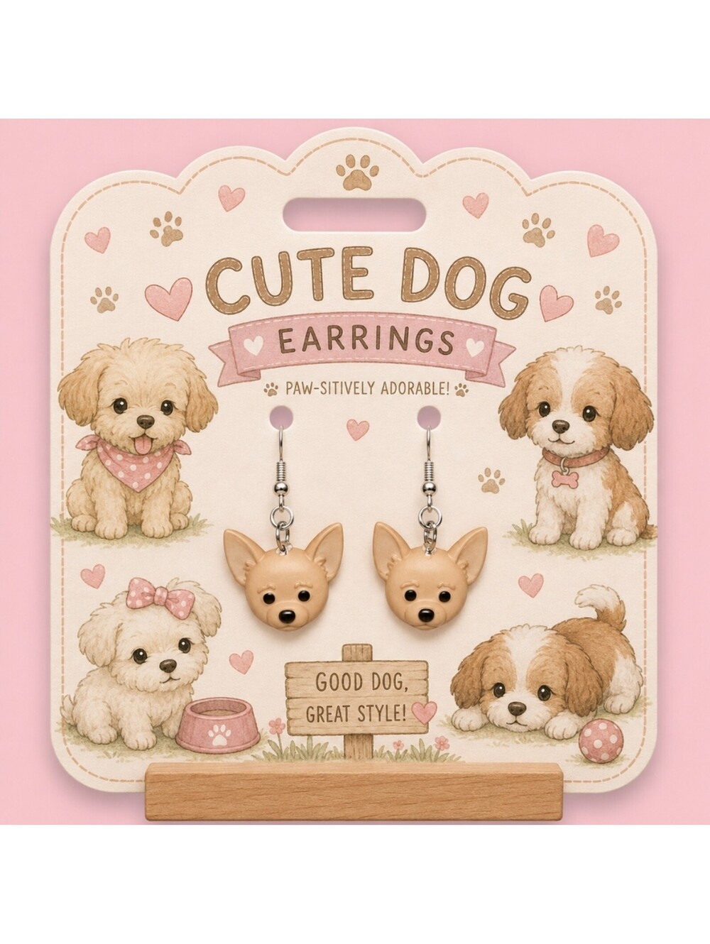 Tiny but Mighty Chihuahua Dog Charm Hypoallergenic Earrings
